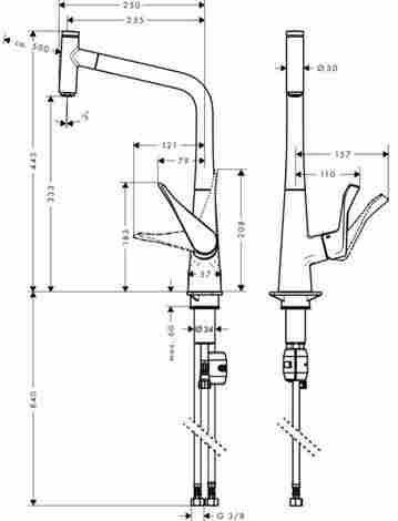 Hansgrohe Metris Select 320 смеситель для кухни с выдвижным изливом 14884800/Сталь фото 2