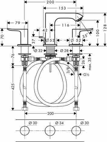 Hansgrohe Metris Смеситель для раковины на 3 отверстия 31083000 фото 2