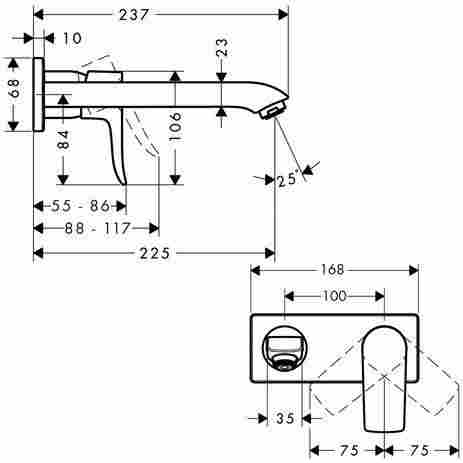 Hansgrohe Metris Смеситель для раковины настенный, однорычажный 31086000 фото 2