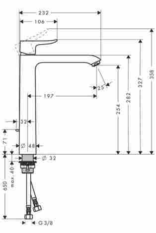 Hansgrohe Metris Смеситель для раковины высокий, однорычажный, с донным клапаном 31082000 фото 2