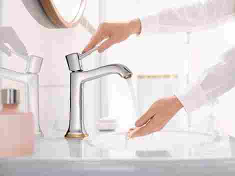 Hansgrohe Metropol Classic Смеситель для раковины, однорычажный , с донным клапаном, хром/золото 31302090 фото 4