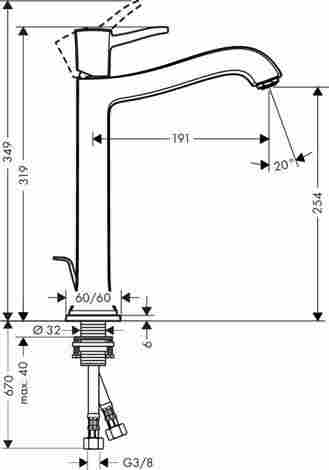 Hansgrohe Metropol Classic Смеситель для раковины высокий, однорычажный, с донным клапаном 31303000 фото 2