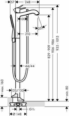 Hansgrohe Metropol Classic смеситель для ванны с душем, напольный, хром/золото 31445090 фото 2