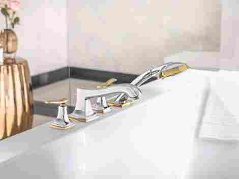 Hansgrohe Metropol Classic смеситель на борт ванны на 4 отверстия, хром/золото 31441090 фото 3