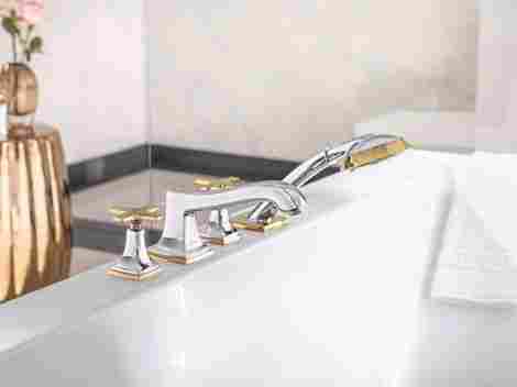 Hansgrohe Metropol Classic смеситель на борт ванны на 4 отверстия, хром/золото 31449090 фото 3