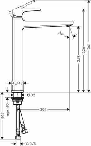 Hansgrohe Metropol Смеситель для раковины высокий, однорычажный, с донным клапаном 32512000 фото 2