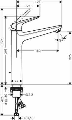 Hansgrohe Novus Смеситель для раковины высокий, однорычажный, с донным клапаном 71123000 фото 2