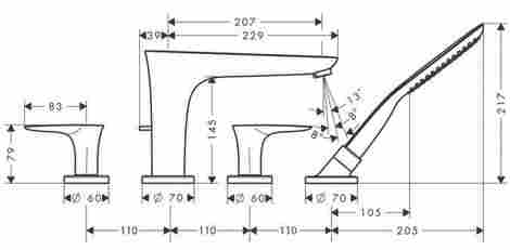 Hansgrohe PuraVida смеситель на борт ванны на 4 отверстия/белый 15446400 фото 2