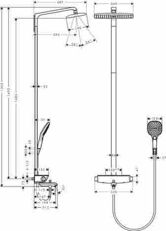 Hansgrohe Raindance E Showerpipe 360 1jet смеситель для ванны с душем термостатический, настенный с ручным и верхним душем 27113000 фото 2