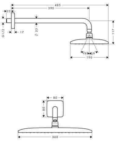 Hansgrohe Raindance E Верхний душ 360 1jet с держателем 39 см 27376000 фото 2
