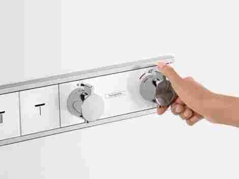 Hansgrohe RainSelect смеситель для душа встраиваемый с 4-мя конопками, термостатический, внешняя часть/Белый 15357400 фото 3