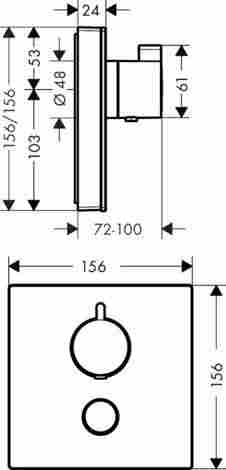 Hansgrohe ShowerSelect Glass Highflow смеситель для душа встраиваемый, термостатический, с отдельным выводом для ручного душа, внешняя часть, стекло/Белый 15735400 фото 2