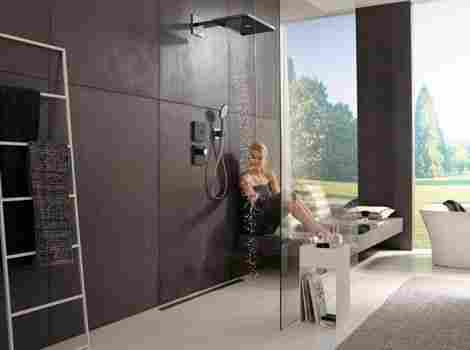 Hansgrohe ShowerSelect Glass Highflow смеситель для душа встраиваемый, термостатический, с отдельным выводом для ручного душа, внешняя часть, стекло/Черный 15735600 фото 3