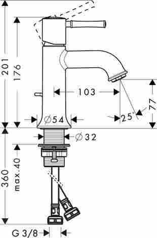 Hansgrohe Talis Classic Смеситель для раковины, однорычажный, с донным клапаном 14111000 фото 2