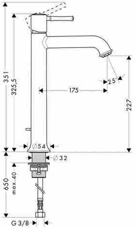 Hansgrohe Talis Classic Смеситель для раковины высокий, однорычажный, с донным клапаном 14116000 фото 2