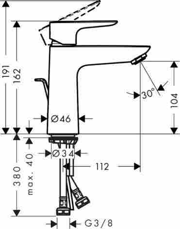 Hansgrohe Talis E 110 Смеситель для раковины, однорычажный, с донным клапаном, CoolStart 71713000 фото 2