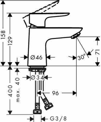 Hansgrohe Talis E 80 Смеситель для раковины, однорычажный, с донным клапаном Push-open 71701000 фото 2