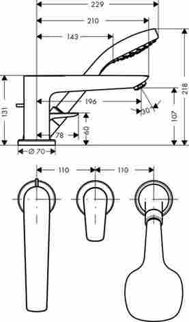 Hansgrohe Talis E смеситель на борт ванны на 3 отверстия 71730000 фото 2
