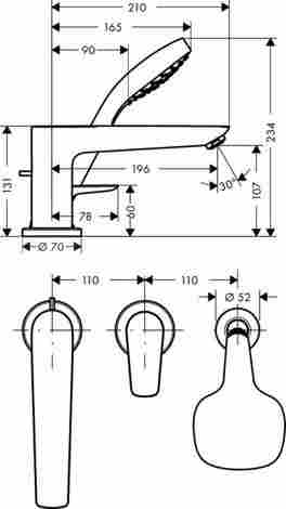 Hansgrohe Talis E смеситель на борт ванны на 3 отверстия 71731000 фото 2