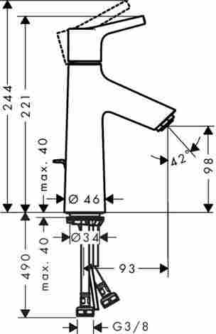 Hansgrohe Talis S 100 Смеситель для раковины, однорычажный, с донным клапаном, LowFlow 72024000 фото 2