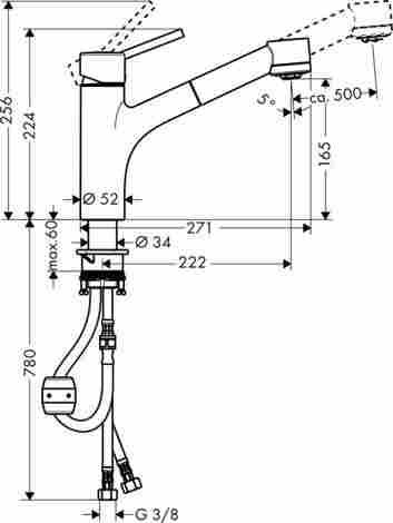 Hansgrohe Talis S 170 смеситель для кухни с выдвижным изливом 32841000 фото 2