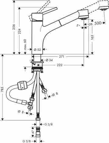 Hansgrohe Talis S 170 смеситель для кухни с выдвижным изливом 32842000 фото 2