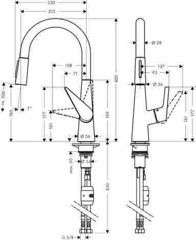 Hansgrohe Talis S 200 смеситель для кухни с выдвижным изливом 72813000 фото 2