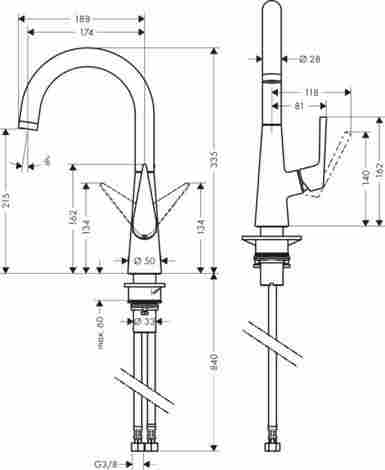 Hansgrohe Talis S 220 смеситель для кухни, однорычажный 72814800/Сталь фото 2