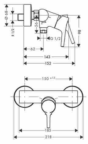 Hansgrohe Talis S смеситель для душа настенный, однорычажный 72600000 фото 2
