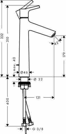 Hansgrohe Talis S Смеситель для раковины высокий, однорычажный, с донным клапаном 72031000 фото 2