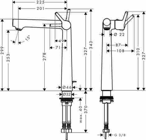 Hansgrohe Talis S Смеситель для раковины высокий, однорычажный, с донным клапаном 72115000 фото 2