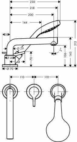 Hansgrohe Talis S смеситель на борт ванны на 3 отверстия 72416000 фото 2