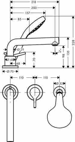 Hansgrohe Talis S смеситель на борт ванны на 3 отверстия 72417000 фото 2