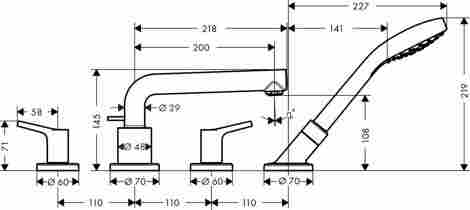 Hansgrohe Talis S смеситель на борт ванны на 4 отверстия 72418000 фото 2