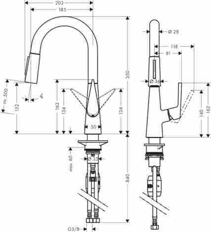 Hansgrohe Talis S160 смеситель для кухни с выдвижным изливом 72815800/Сталь фото 2