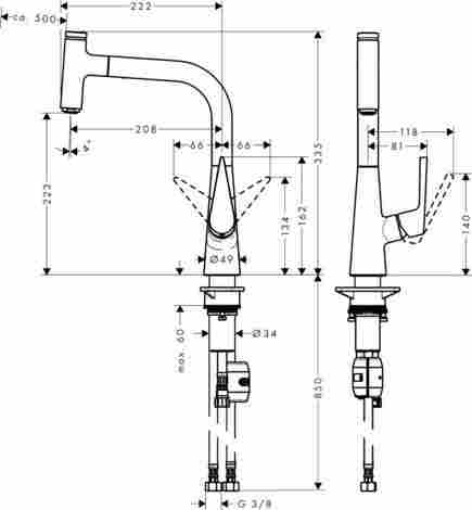 Hansgrohe Talis Select S 220 смеситель для кухни с выдвижным изливом 72822000 фото 2