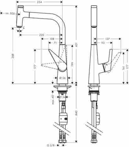 Hansgrohe Talis Select S 300 смеситель для кухни с выдвижным изливом 72821800/Сталь фото 2