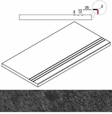 Керамогранит Room X2 Black Stone Бортик грип 30x60