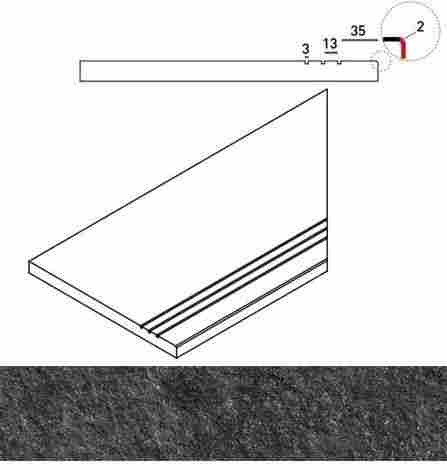 Угол Room X2 Black Stone Бортик грип правый 30x60