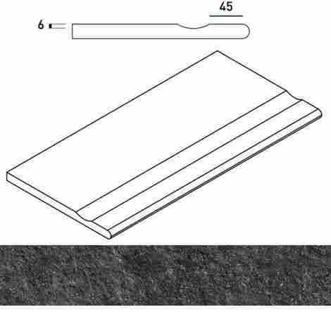 Керамогранит Room X2 Black Stone Бортик с выемкой закругленный 30x60