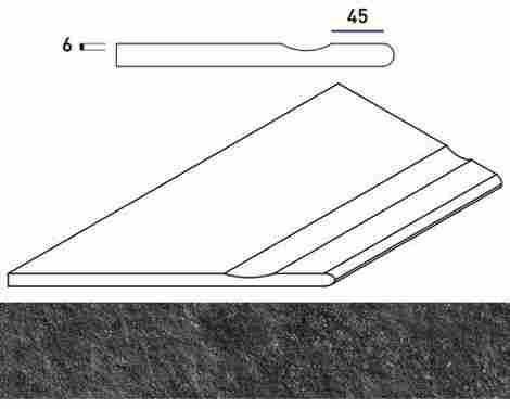 Угол Room X2 Black Stone Бортик с выемкой закругленный левый 30x60