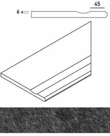 Угол Room X2 Black Stone Бортик с выемкой закругленный правый 30x60