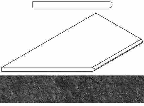 Угол Room X2 Black Stone Бортик закругленный левый 30x60