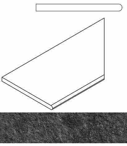 Угол Room X2 Black Stone Бортик закругленный правый 30x60