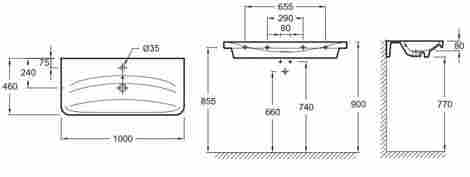 Jacob Delafon Replay 100x46 Раковина подвесная/встраиваемая с отверстием под смеситель E4487-00 фото 2