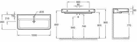 Jacob Delafon Replay 100x46 Раковина подвесная/встраиваемая с отверстием под смеситель E4491-00 фото 2
