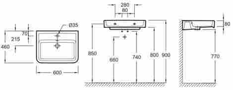 Jacob Delafon Replay 60x46 Раковина подвесная/встраиваемая с отверстием под смеситель E4489-00 фото 2