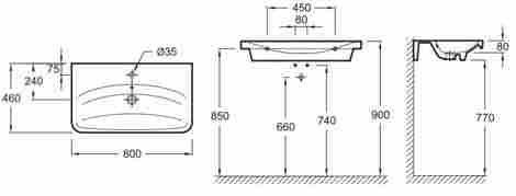 Jacob Delafon Replay 80x46 Раковина подвесная/встраиваемая с отверстием под смеситель E4486-00 фото 2