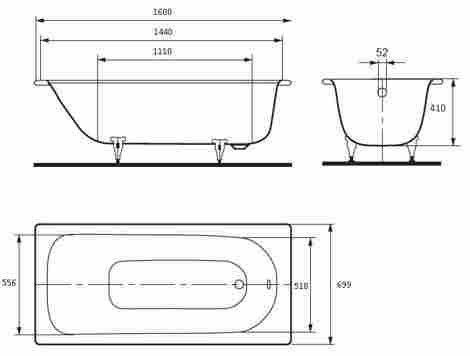 Kaldewei Form Plus 311 160x70 ванна стальная, без ножек, белая фото 2