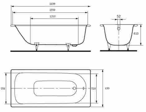 Kaldewei Form Plus 312 170x70 ванна стальная, без ножек, белая фото 2